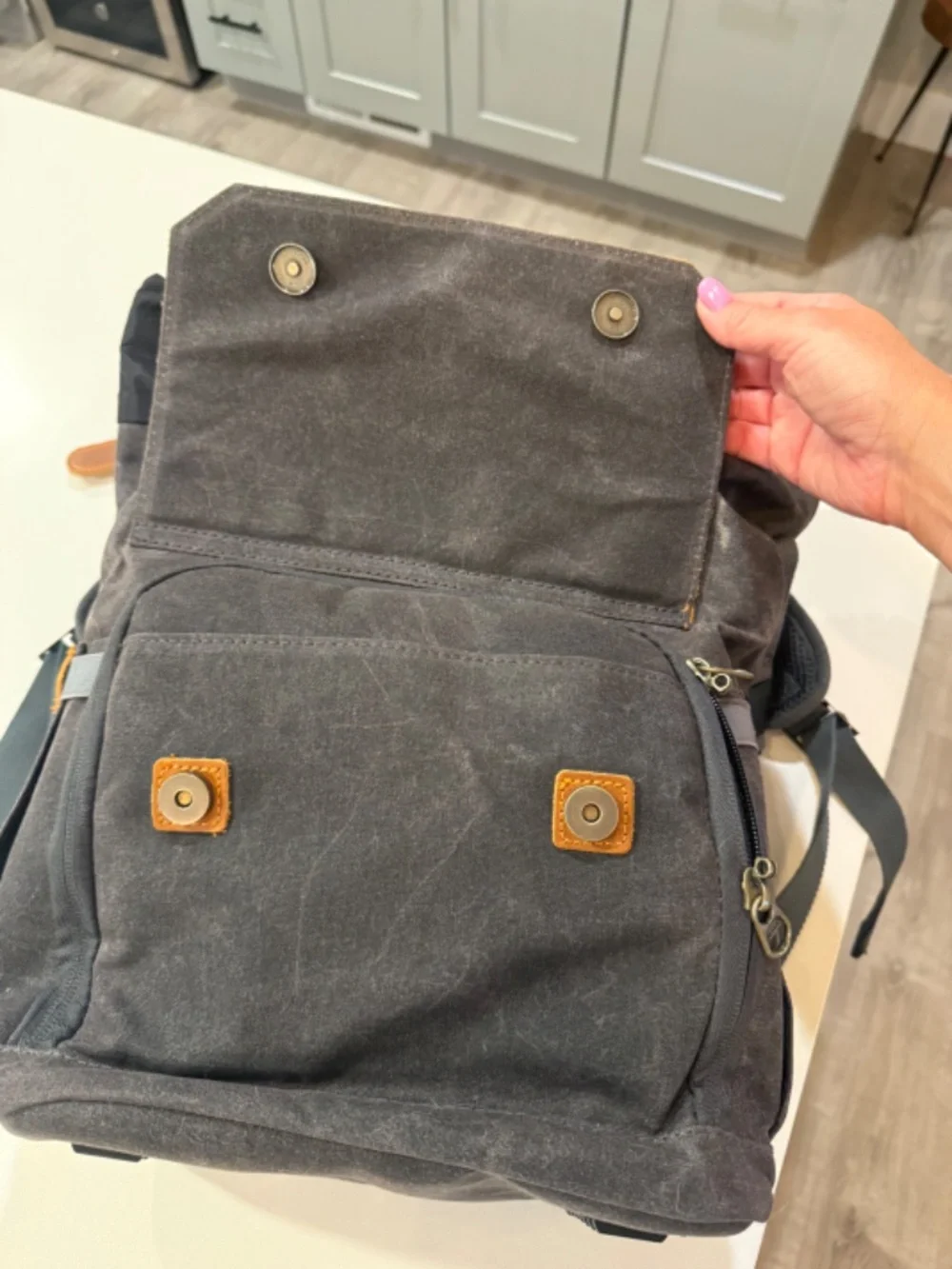 Endurax Waxed Canvas Camera Backpack Leather Trim Vintage Rucksack Black Brown